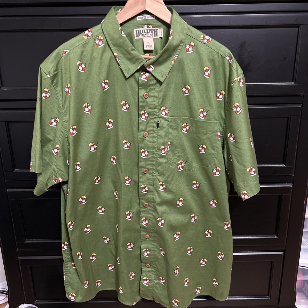 Duluth Trading Co Men's Cocktail Print short sleeve casual shirt‎ XL
